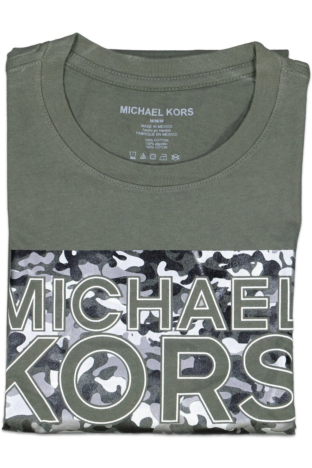 Michael Kors Silver Camo Dark Green Tee
