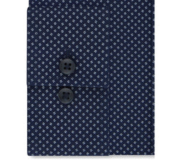 Michael Kors Slim-fit Airsoft Non-iron Performance Stretch Moisture-wicking Blue Double Dash-print Dress Shirt Midnight thumbnail 2