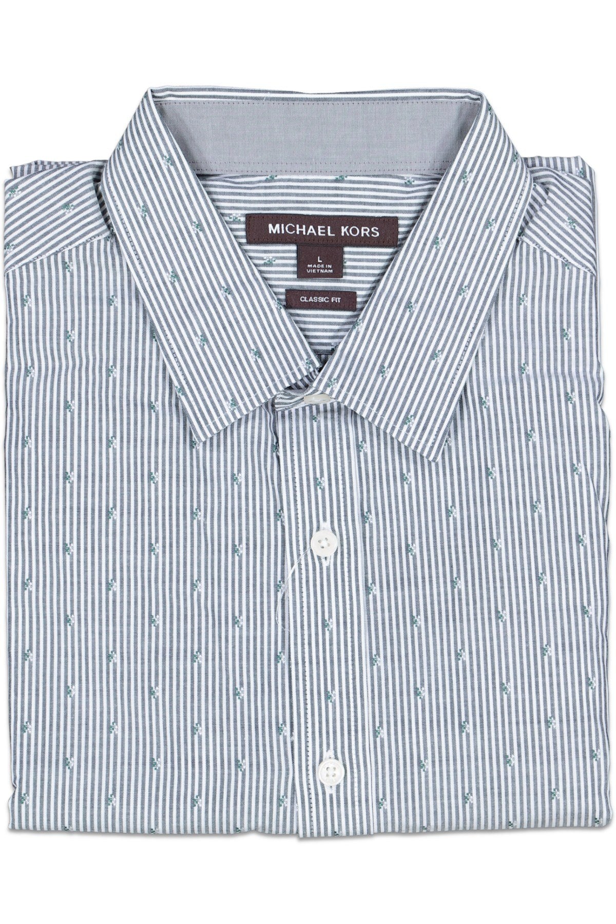 Michael Kors Striped Blue Gray Medium Button Front Shirt