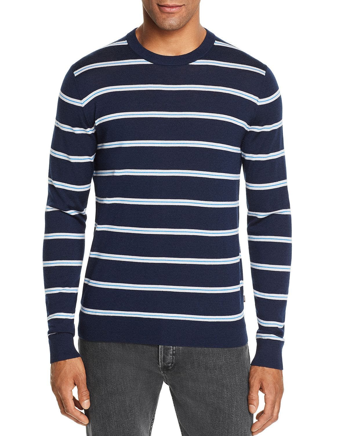 Michael Kors Striped Crewneck Sweater Midnight