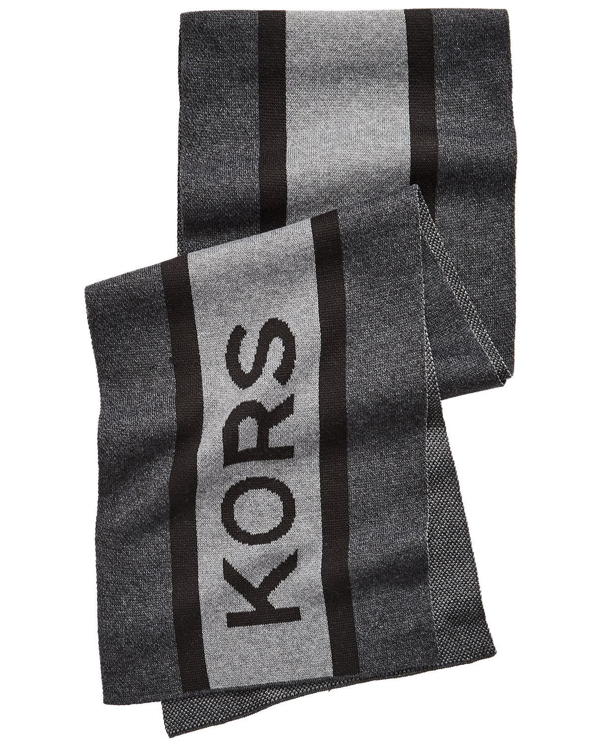 Michael Kors Striped Logo Scarf Charcoal