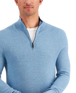 Michael Kors Textured Quarter-zip Sweater Faded Denim Melange thumbnail 2