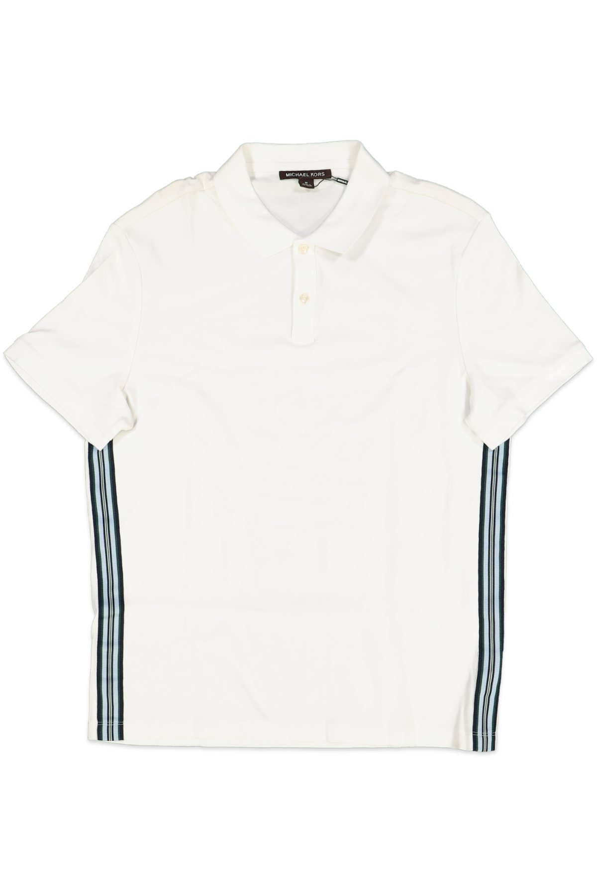 Michael Kors WHITE Side Tape Stripe Soft Polo Shirt