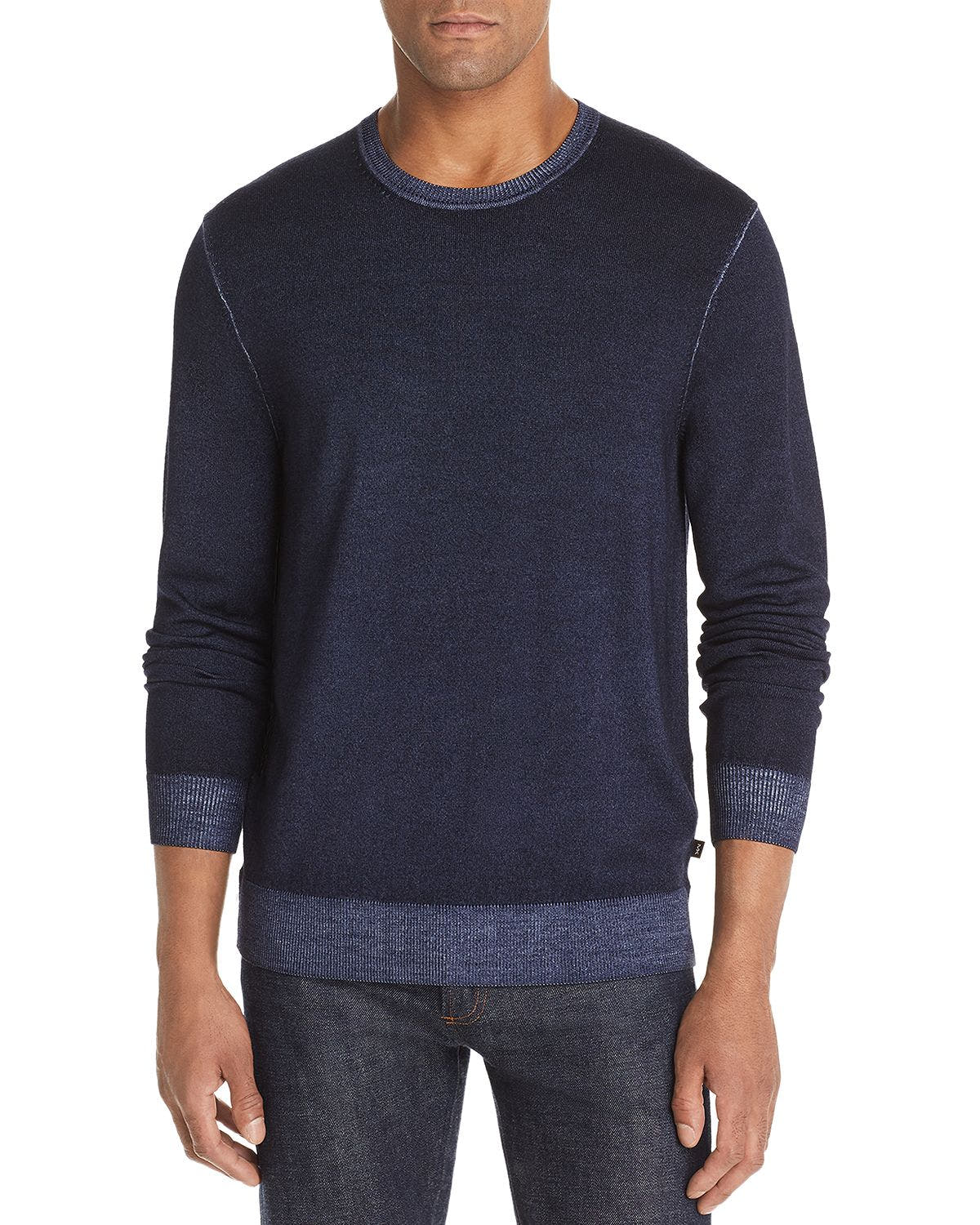 Michael Kors Washed Merino Wool Crewneck Sweater Midnight