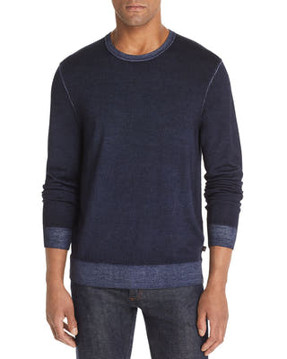 Michael Kors Washed Merino Wool Crewneck Sweater Midnight