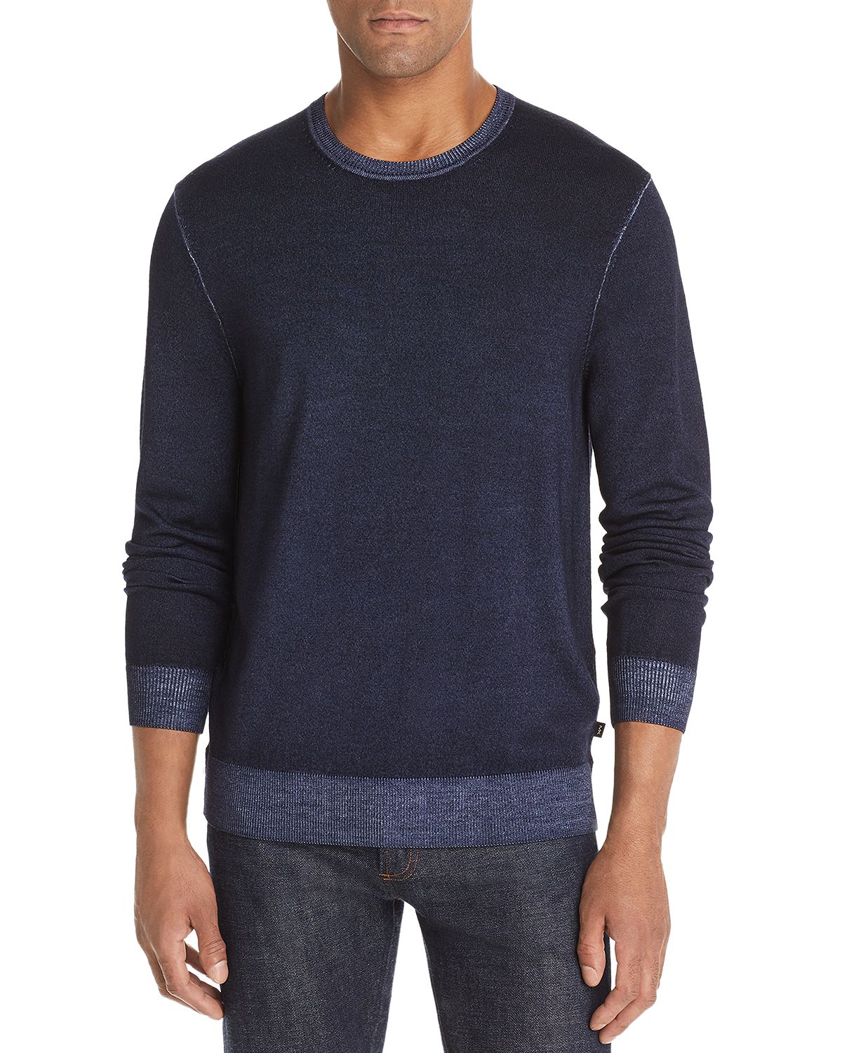 Michael Kors Washed Merino Wool Crewneck Sweater Midnight
