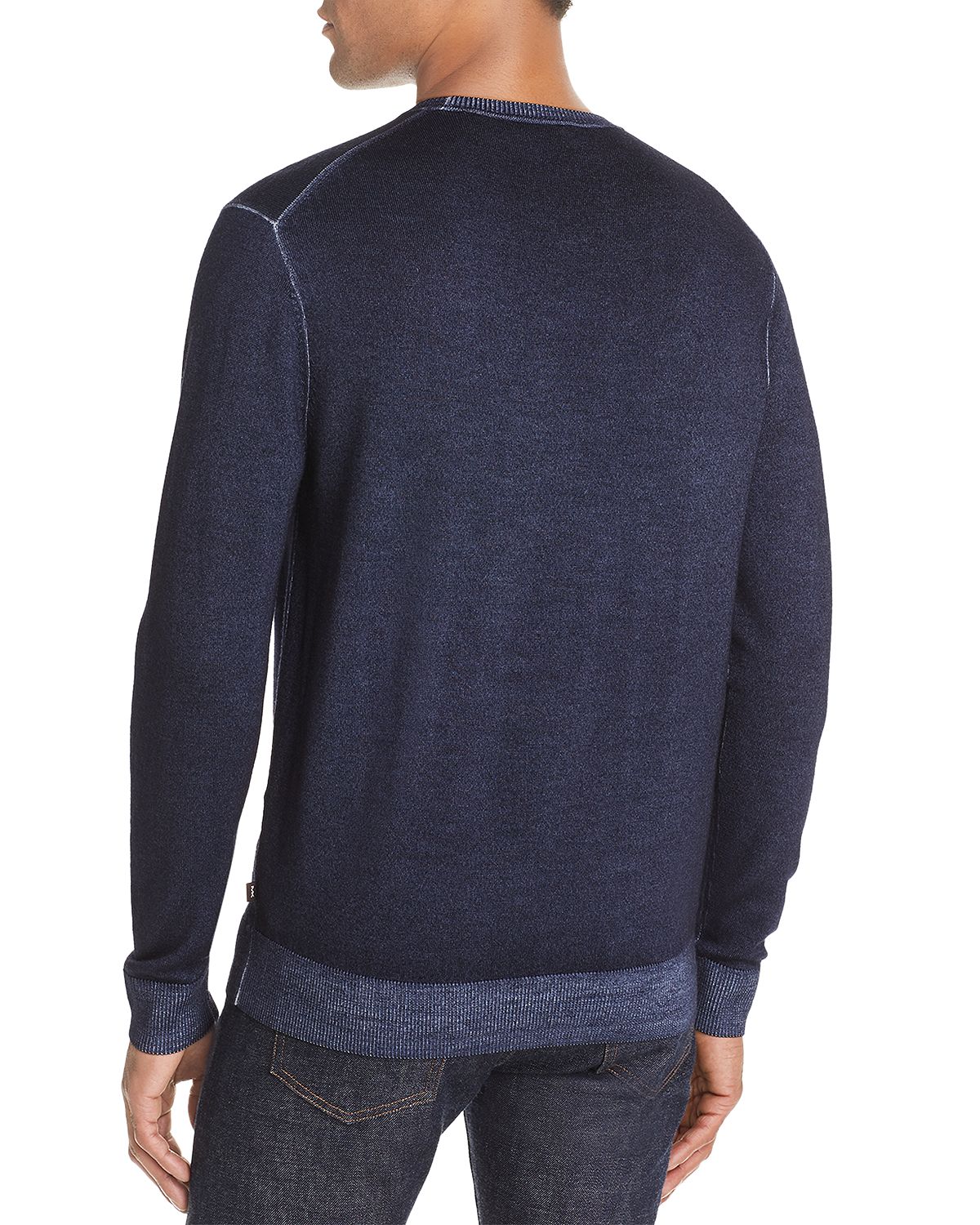 Michael Kors Washed Merino Wool Crewneck Sweater Midnight