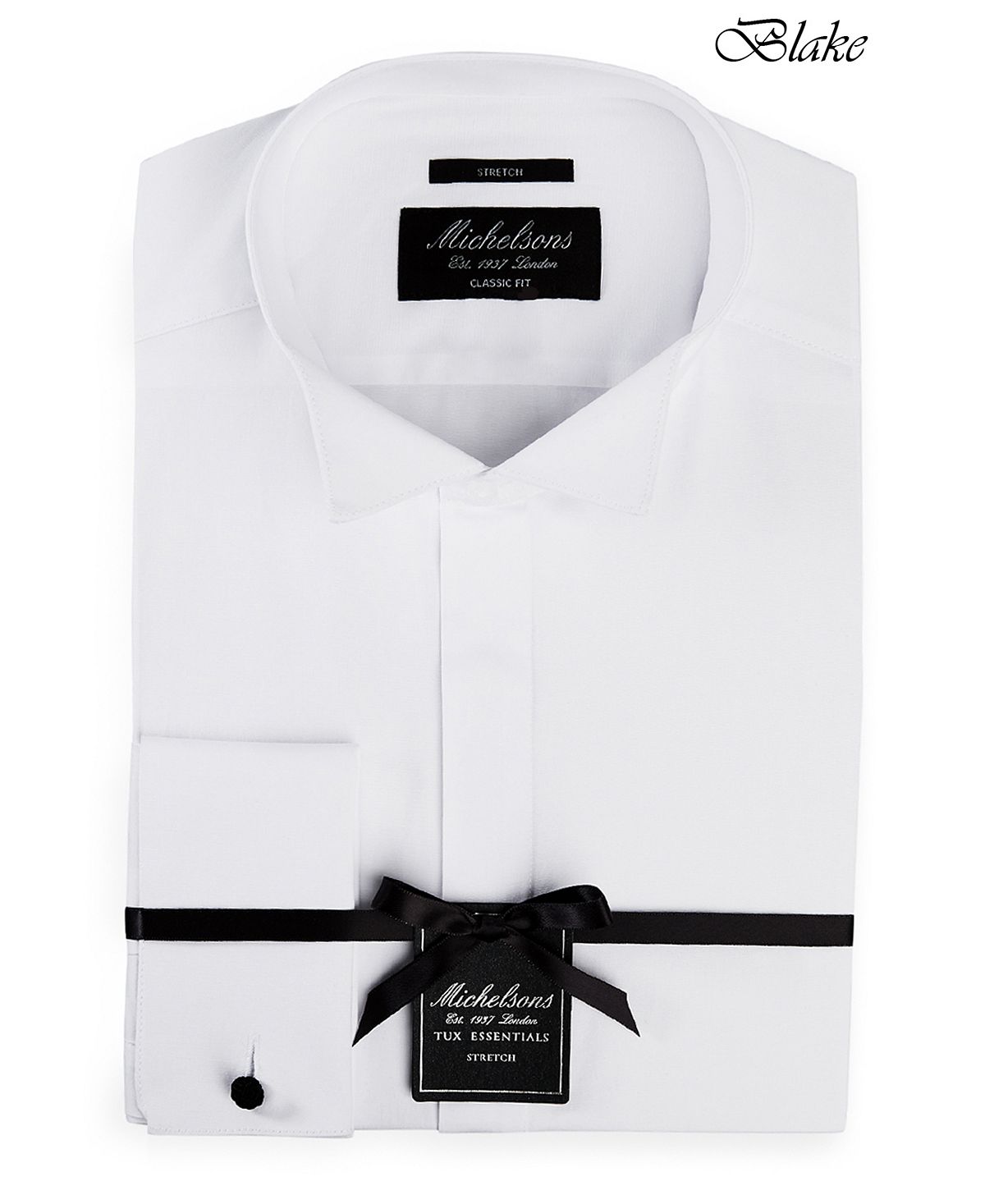 Michelsons Of London Classic/regular Fit Stretch Solid French Cuff Tuxedo Shirt White