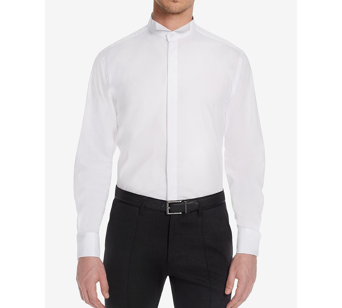 Michelsons Of London Classic/regular Fit Stretch Solid French Cuff Tuxedo Shirt White