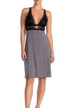 Midnight Bakery Charcoal/Anthracite Lace Midi Chemise Nightgown thumbnail 3
