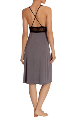 Midnight Bakery Charcoal/Anthracite Lace Midi Chemise Nightgown thumbnail 1
