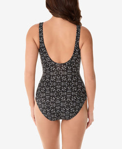 Miraclesuit Incan Treasure Criss Cross Tummy Control One-piece Swimsuit Incan Treasure Black/White thumbnail 2