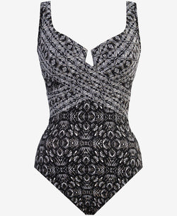 Miraclesuit Incan Treasure Criss Cross Tummy Control One-piece Swimsuit Incan Treasure Black/White thumbnail 3