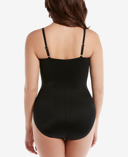 Miraclesuit Rock Solid Love Knot Twist-front Faux-fly-away Allover-slimming One-piece Swimsuit Black thumbnail 2