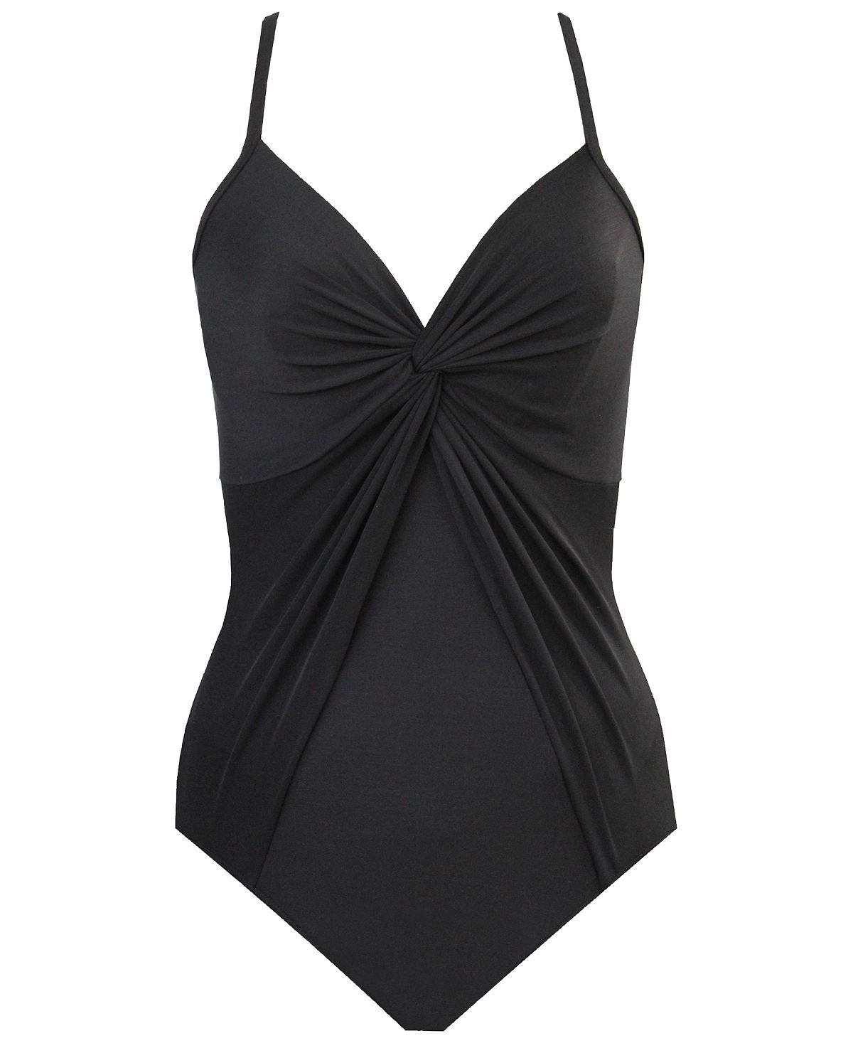 Miraclesuit Rock Solid Love Knot Twist-front Faux-fly-away Allover-slimming One-piece Swimsuit Black
