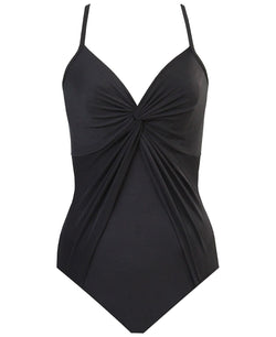 Miraclesuit Rock Solid Love Knot Twist-front Faux-fly-away Allover-slimming One-piece Swimsuit Black thumbnail 4