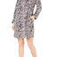 Miss Elaine Animal Printed Fleece Short Zip Robe in Grey/Pink