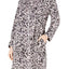 Miss Elaine Animal Printed Fleece Short Zip Robe in Grey/Pink