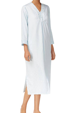 Miss Elaine Blue Brushed-Back Satin Zip-Front Long Robe thumbnail 2
