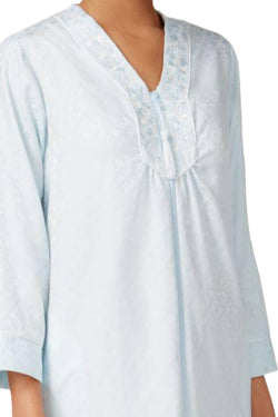 Miss Elaine Blue Brushed-Back Satin Zip-Front Long Robe thumbnail 4