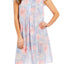 Miss Elaine Blue Floral-Print Tricot Flutter-Sleeve Nightgown