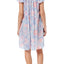 Miss Elaine Blue Floral-Print Tricot Flutter-Sleeve Nightgown