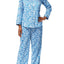 Miss Elaine Blue/White Paisley/Foulard Printed Satin Pajama Set