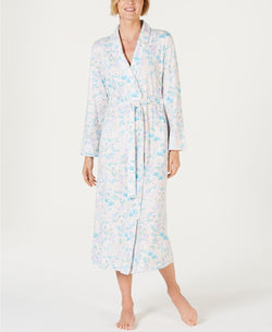 Miss Elaine Cottonessa Printed Long Sleeve Knit Robe in Botanical Floral thumbnail 2