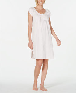 Miss Elaine Embroidered Smocking Trim Nightgown in Pink thumbnail 3