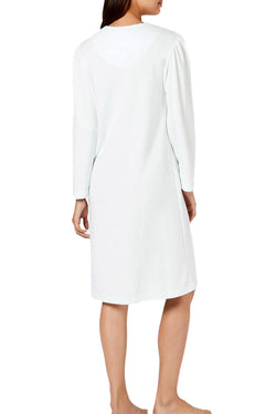 Miss Elaine Embroidery Trimmed Brushed Knit Nightgown in Sage thumbnail 3