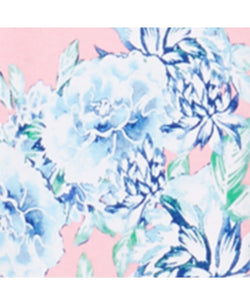 Miss Elaine Flower Print Interlock Knit Zip Up Robe in Blue/Pink thumbnail 3