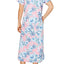 Miss Elaine Flower Print Interlock Knit Zip Up Robe in Blue/Pink