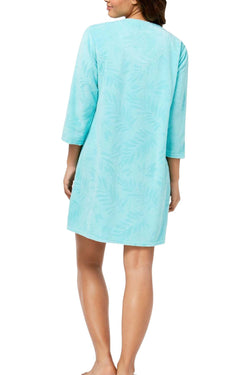 Miss Elaine Mint Terry-Knit Short Robe thumbnail 4