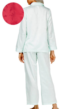 Miss Elaine PETITE Wine Floral Brushed-Back Satin Pajama Set thumbnail 3