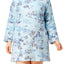 Miss Elaine PLUS Blue Floral-Print Fleece Short Robe