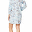 Miss Elaine PLUS Blue Floral-Print Fleece Short Robe