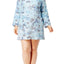 Miss Elaine PLUS Blue Floral-Print Fleece Short Robe