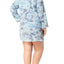 Miss Elaine PLUS Blue Floral-Print Fleece Short Robe