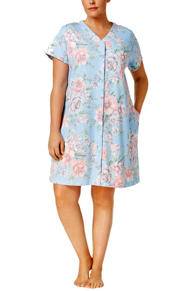 Miss Elaine PLUS Blue Garden-Floral Printed Robe