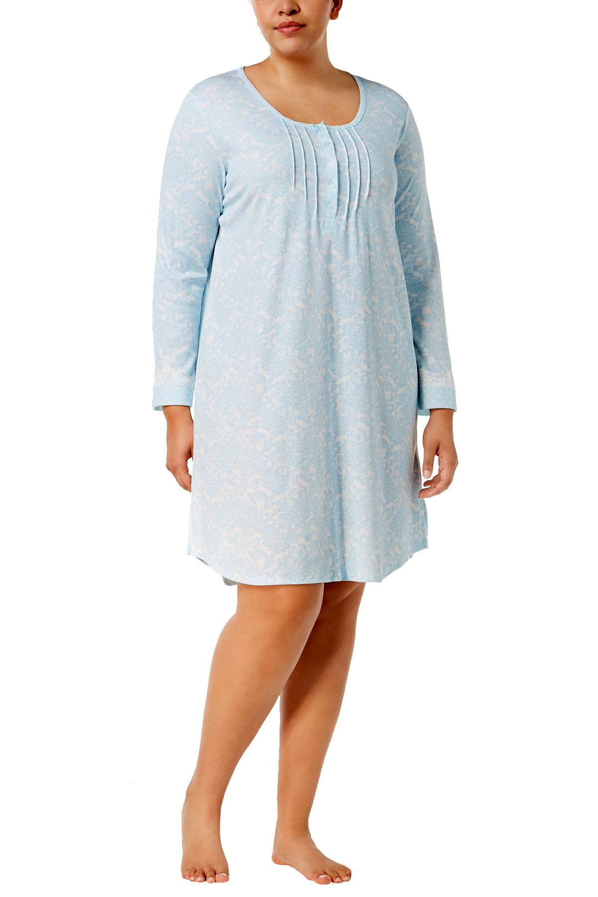 Miss Elaine PLUS Blue Paisley-Print Nightgown