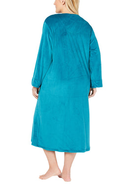 Miss Elaine PLUS Jade Velvet-Fleece Long Zip Robe thumbnail 3