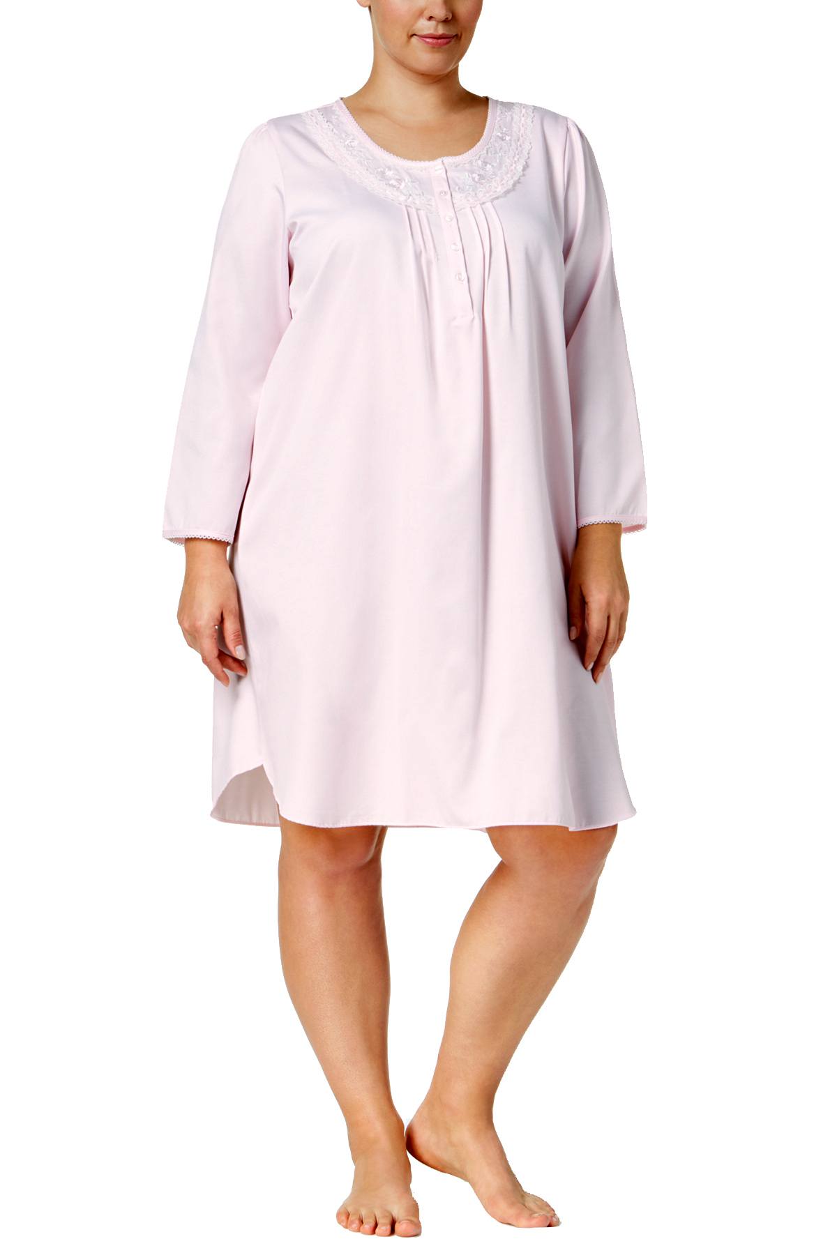 Miss Elaine PLUS Light-Pink Brushed-Satin Nightgown