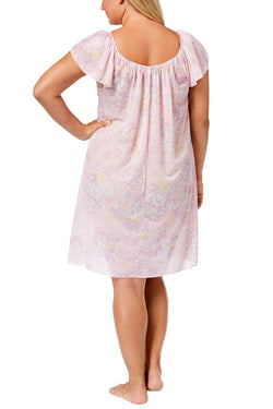 Miss Elaine PLUS Pink Pansy-Printed Short Nightgown thumbnail 3