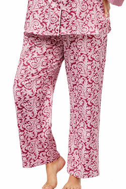Miss Elaine PLUS Wine/Paisley Contrast-Cuff Pajama Set thumbnail 3