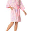 Miss Elaine Pink Floral-Printed Foulard Short Wrap Robe