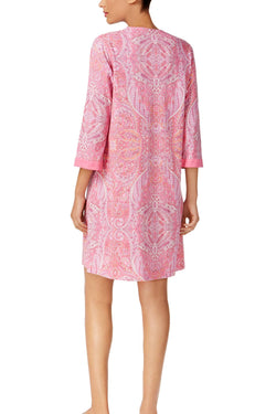 Miss Elaine Pink-Rose Paisley-Printed Snap-Front Robe thumbnail 2