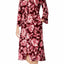 Miss Elaine Pink/Wine Velour-Knit Floral-Print Robe
