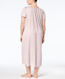 Miss Elaine Plus Tricot Flutter Sleeve Long Gown Pink thumbnail 2