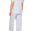 Miss Elaine Printed Cotton Notch Collar Top And Cropped Pant Pajama Set in Blue Floral