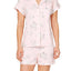 Miss Elaine Printed Notch Collar Top And Short Pajama Set in Pink Floral